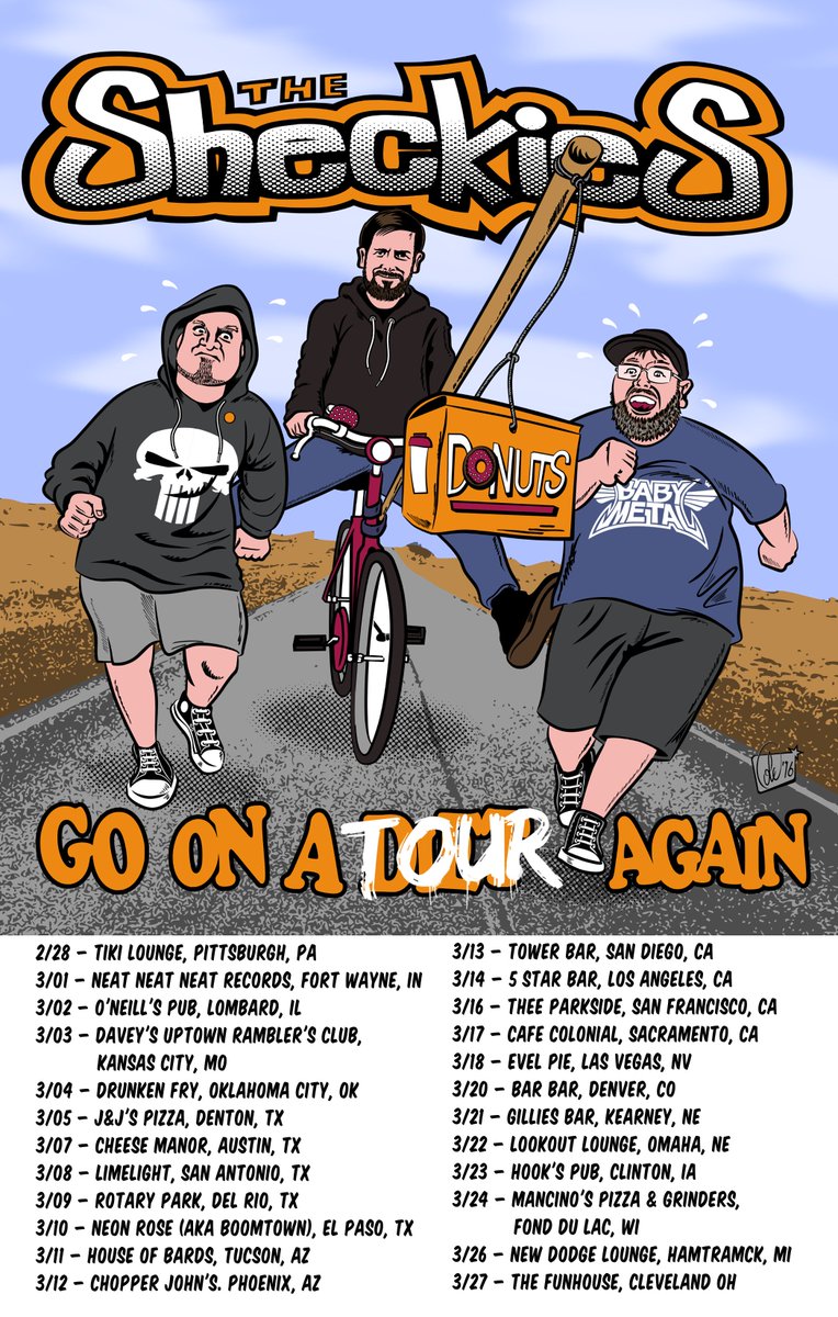 Kingly131's tweet image. I know, I rarely use this outside of Fantasy Football and Shonen Knife updates. But if yer a Sheckies fan our tour starts Wednesday! Our 1st time heading west!