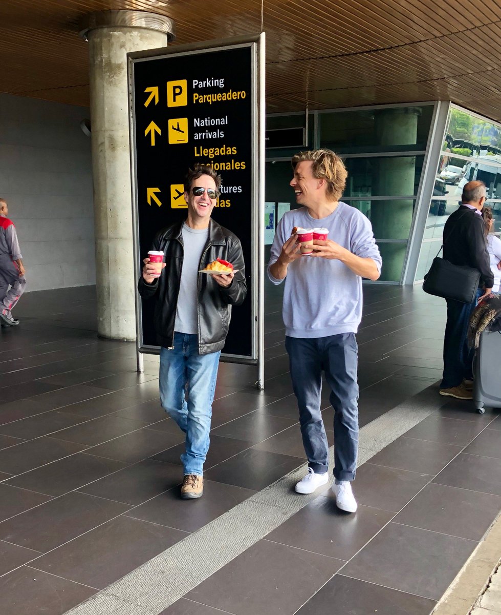 Look who's in a good mood on a Monday morning!! Our DP Joel and on-camera talent Jan. 
Could it be because they just landed in Cartagena and it's 85 degrees out ...? #jynxonthego . .