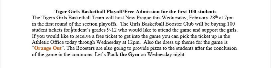 FHS_gbball's tweet photo. Let’s go FHS students! Go get your ticket! 🏀🐾#freeadmission #tigerpride @tigerden2018 https://t.co/3YtnwYGS7D
