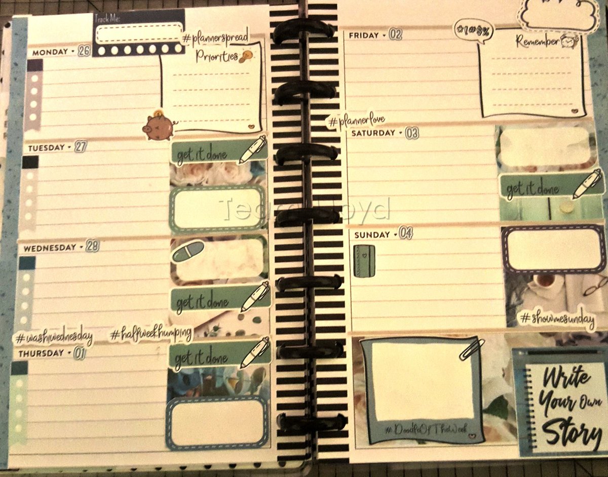 teamlloyd09's tweet image. The first part of my #setitupsunday. The stickers are from Pink Pixels Graphics and this is my mini Happy Planner. I keep track of personal and blog related things here. #glamplanner #plannergirl #planner #happyplanner
