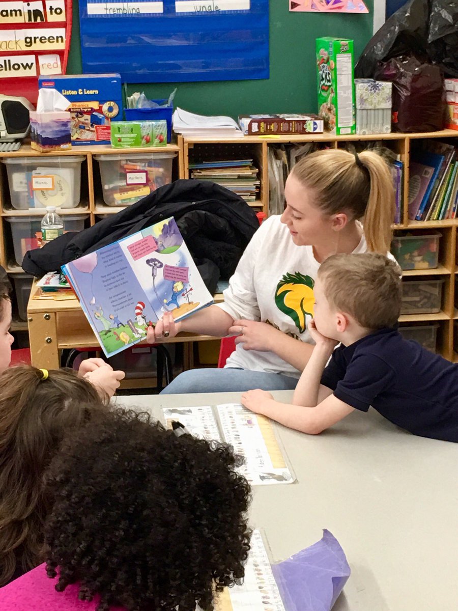 MarywoodSAAC's tweet photo. Our @marywoodpacers student-athletes had a blast reading at Robert Morris Elementary this morning for Dr.Seuss week! Thank you to @MrColeman15 for having us again. More pics to come! #PacersNeverStop https://t.co/760tauZdsY
