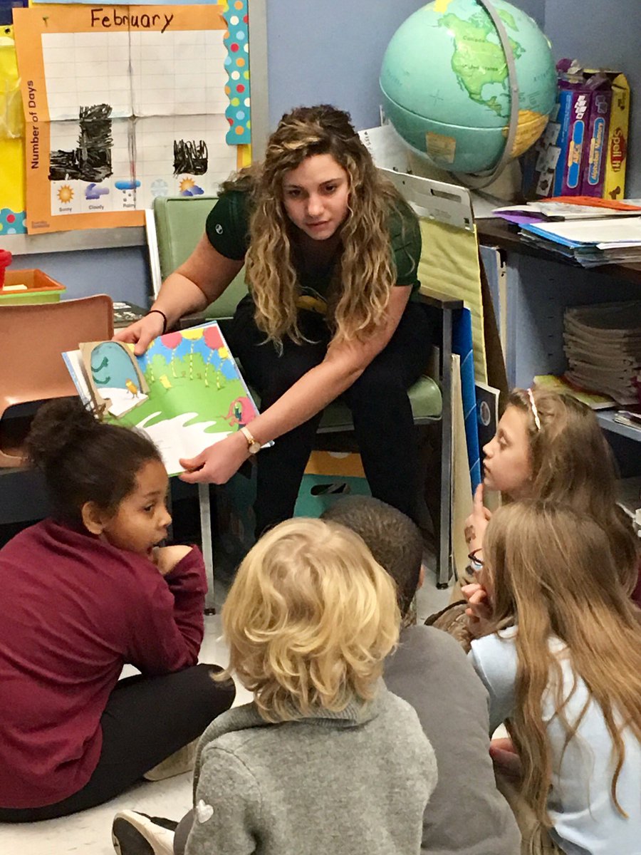 MarywoodSAAC's tweet photo. Our @marywoodpacers student-athletes had a blast reading at Robert Morris Elementary this morning for Dr.Seuss week! Thank you to @MrColeman15 for having us again. More pics to come! #PacersNeverStop https://t.co/760tauZdsY