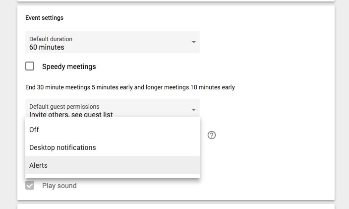 TODenis5's tweet photo. @googlecalendar It's giving me options for Alerts or Desktop Notifications https://t.co/d68yAoMq9k