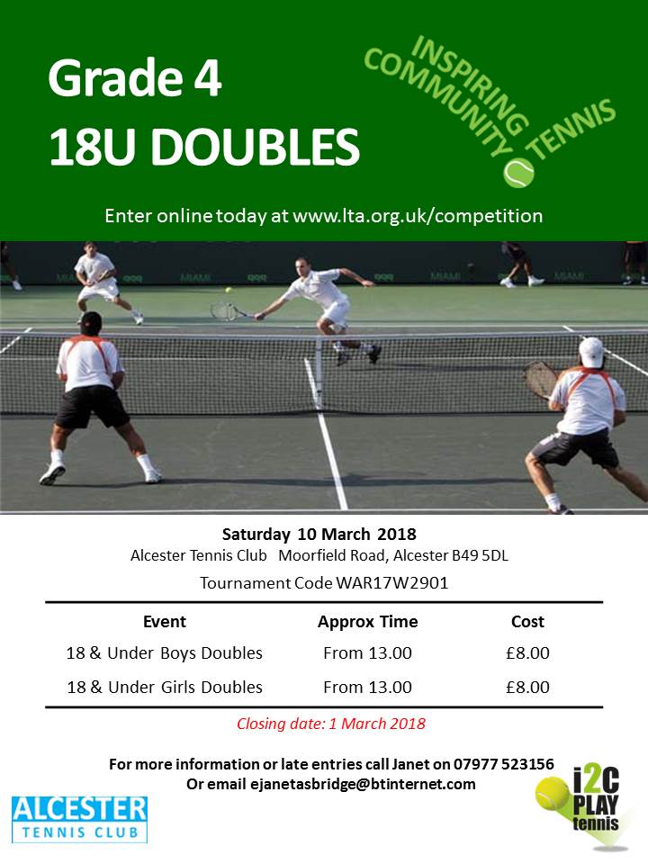 ICTTennis's tweet photo. 18U players - GRADE 4 DOUBLES Enter either as a pair or individually (and we'll pair you up)
https://t.co/rXDR7UVUyv
Boys and Girls events running
@handwtennis @WarwickshireLTA @MidsTennis @LTACompetitions @OxfordshireLTA @TennisShrops https://t.co/DDX7kYxEWp