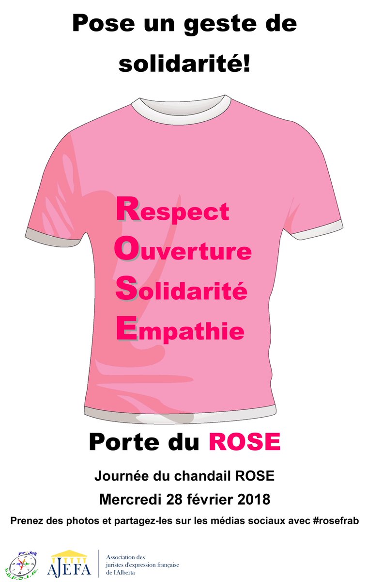 Journée en rose À la Découverte, mercredi le 28 mars 2018. Porter votre rose pour appuyer la lutte contre l'intimidation #rosefrab