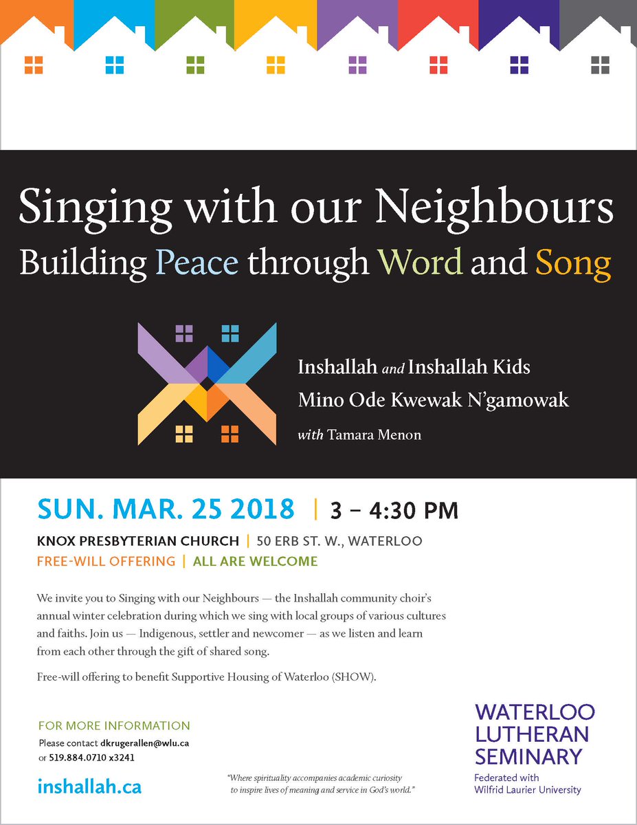 If you've never experienced the spirit of an Inshallah event, check out Singing With Our Neighbours! Building #peace through #word and #song. March 25th Flyer: bit.ly/2ES8oiq <a href="/ESynodELCIC/">Eastern Synod-ELCIC</a> <a href="/MichaelPryse/">Bishop Michael Pryse</a> <a href="/NationalBishop/">Susan Johnson</a> <a href="/dlludolph/">debbie lou ludolph</a> #justice #music