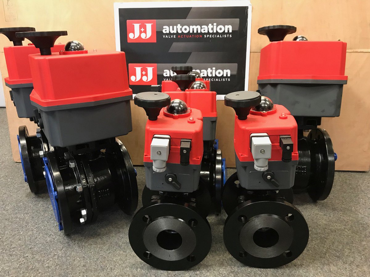 Cast iron flanged ball valves complete with our J+J electric actuators #castiron #ballvalves #flanged #jjautomation #electric