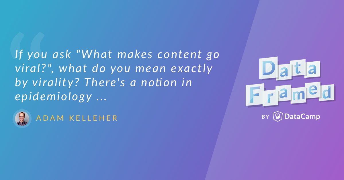 How does data science help <a href="/BuzzFeed/">BuzzFeed</a> achieve online virality? What type of mass online experiments do data scientists at BuzzFeed run for this purpose? Find out in ep. 11 of #DataFramed where <a href="/hugobowne/">Hugo Bowne-Anderson</a> chats with <a href="/akelleh/">Adam Kelleher</a>! datacamp.com/community/podc…
