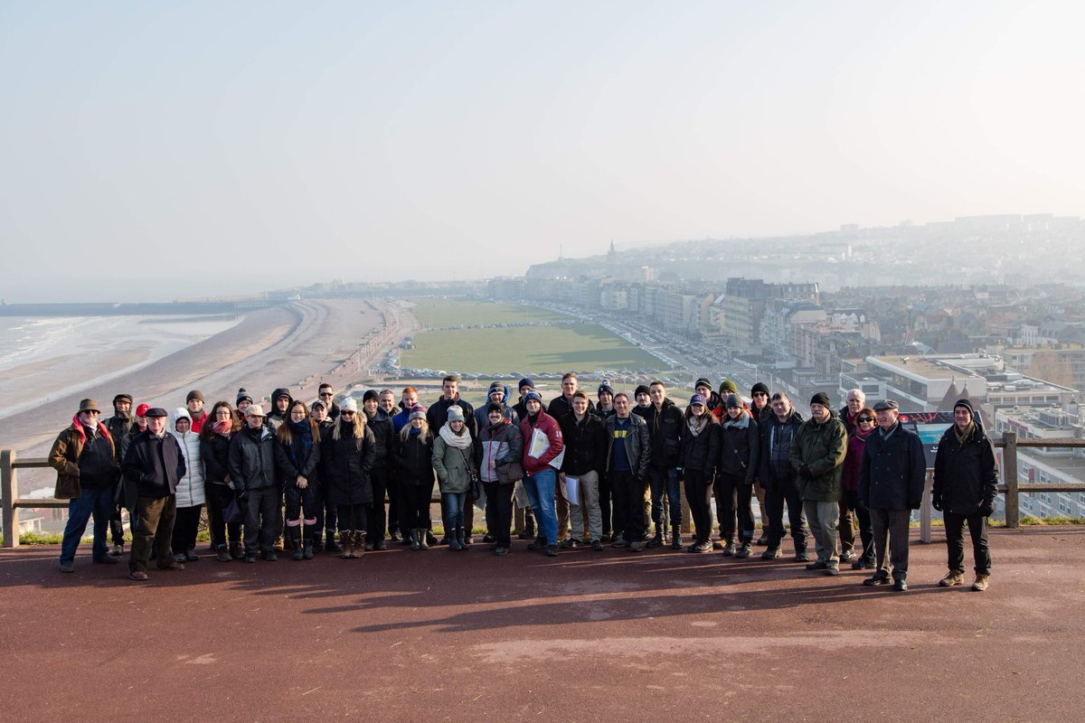 All of the students and teachers outside of the castle which overlooks the beaches of Dieppe @rmc_foundation