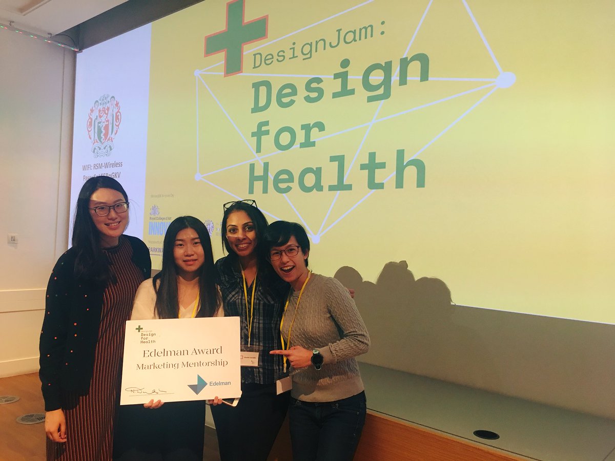 Had a great weekend at the Design Jam meeting some awesome people and working on some hugely important healthcare problems... a massive thanks to my amazing team, it was so much fun working together! 😄🎉🙌🏽 <a href="/DesignJam2018/">InnovationRCA Design Jam</a> <a href="/InnovationRCA/">InnovationRCA</a> <a href="/RoySocMed/">The Royal Society of Medicine</a> #DigitalHealth #designthinking