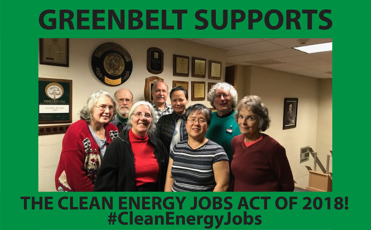 CCANActionFund's tweet photo. Another local gov't joins the list  supporting the #CleanEnergyJobs Act of 2018! The @CityofGreenbelt’s Mayor and Council sent a letter of support  seeking to double renewable energy and bring thousands of jobs to our state! Thank you, Mayor and Council, for your leadership. https://t.co/BMWL2mLHrl