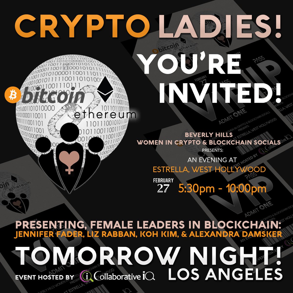 deniseholt_'s tweet photo. SO CAL #CRYPTO LADIES! Don’t miss the conversation! ALL ACCESS Gen Admission Space is limited - GET TIX here--> https://t.co/eJUPnkAJFf
@LizRabban @AlexDamsker #CollaborativeIQ #WomenInBlockchain #Blockchain #Cryptocurrency #Btc #ETH #ICO #Crypto #WomenInTech #LAFintech #DLT https://t.co/1gfIx1r7CJ