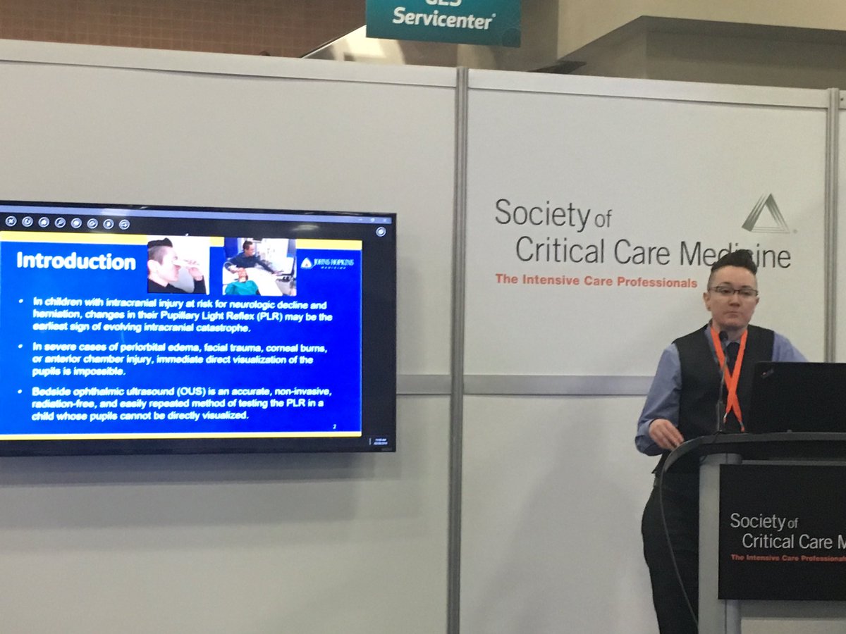 Nice case series using ophthalmologic ultrasound to evaluate pupillary light reflex in critically ill patients without ability to monitor pupils at bedside, by Dr. Becky Riggs. #PedsICU47 #CCC47 #PedsICU