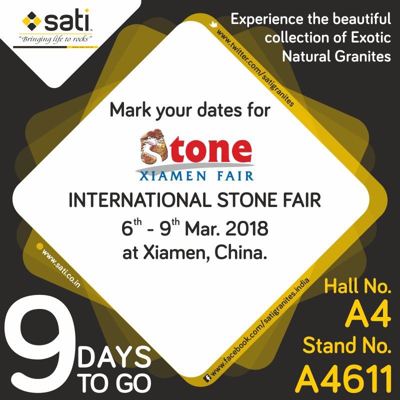 SatiGranites's tweet photo. After a fantastic show at #Stona2018 - our team is now ready to showcase our products @XiamenStoneFair
So #MarkYourDates for one of the most spectacular show of Natural stones & stone machinery in Asia ! https://t.co/b3sDTneP2c