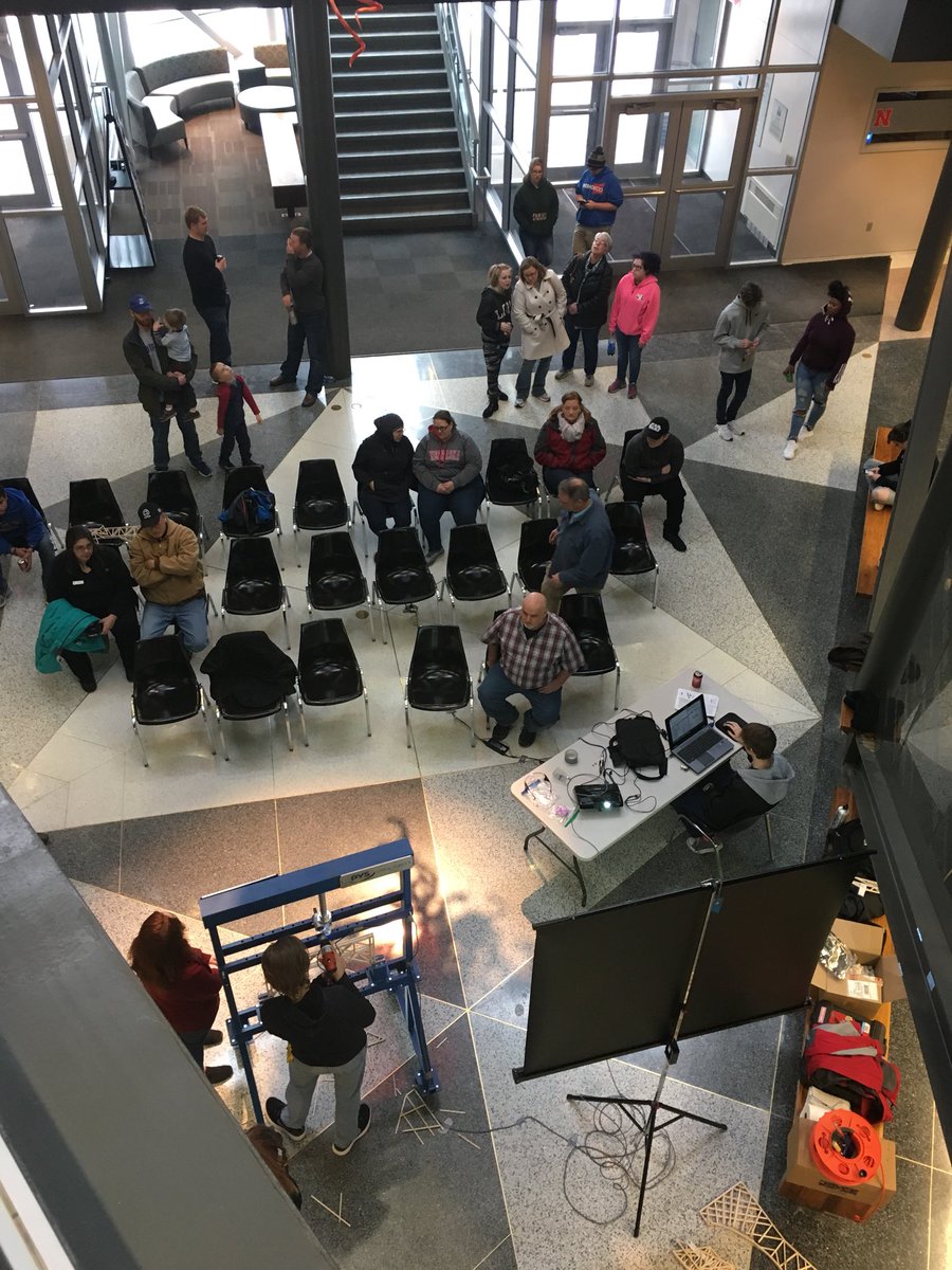 UNO_ASCE's tweet photo. Our officer team had a great time assisting the Nebraska ASCE Section’s annual Truss Bustin' Competition. The competition challenged local high school students to design and build their own trusses and gave them the chance to test them out. https://t.co/3XWip6sn8D