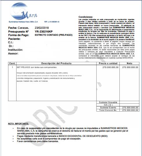 Mila_Silva04's tweet photo. @ViceVenezuela @CancilleriaVE @NicolasMaduro  por favor necesito ayuda social urgente para operar a mi hijo que presenta una fractura de pelvis. Me piden estos insumos en el hospital y no cuento con los recursos para costearlo. El presupuesto vence en TRES DIAS!! https://t.co/q1H0ALul8G
