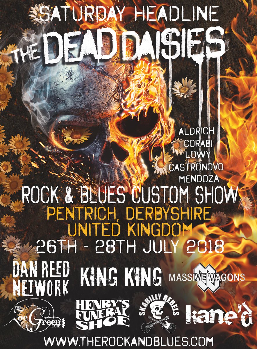 TheDeadDaisies's tweet image. Ladies and Gents, it is our pleasure to announce that we will be the Saturday headliner at the epic Rock &amp;amp; Blues Custom Show Festival in July! Couldn’t be more stoked for this! Who‘s coming out?! 🤘🏼🔥