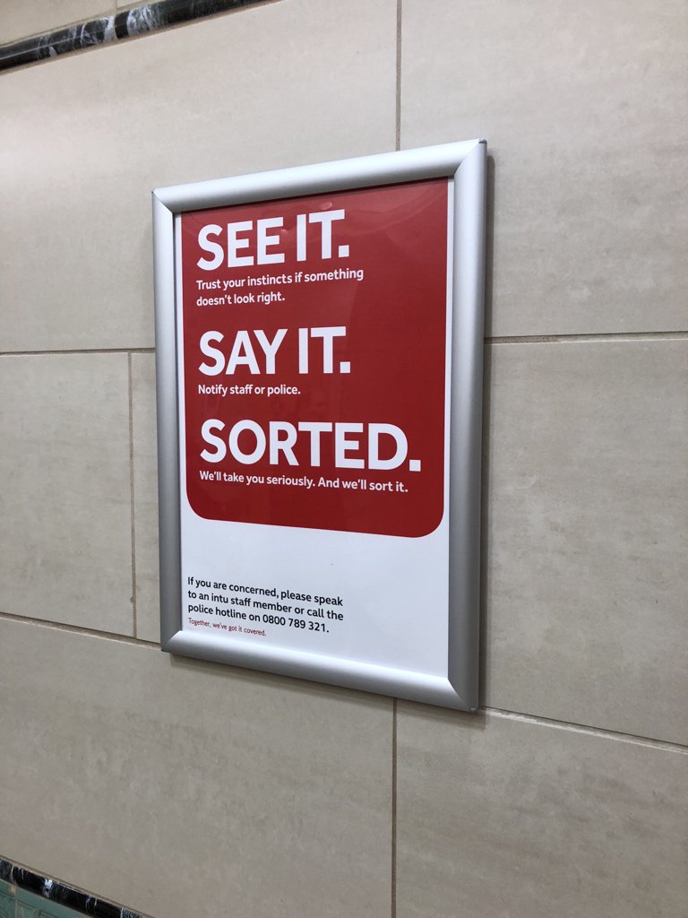 The bathrooms have escaped the gratuitous theming for the most part, a brief respite from gold and sculptures — instead you get BTP-esque security posters  #NinjiAtTheTC