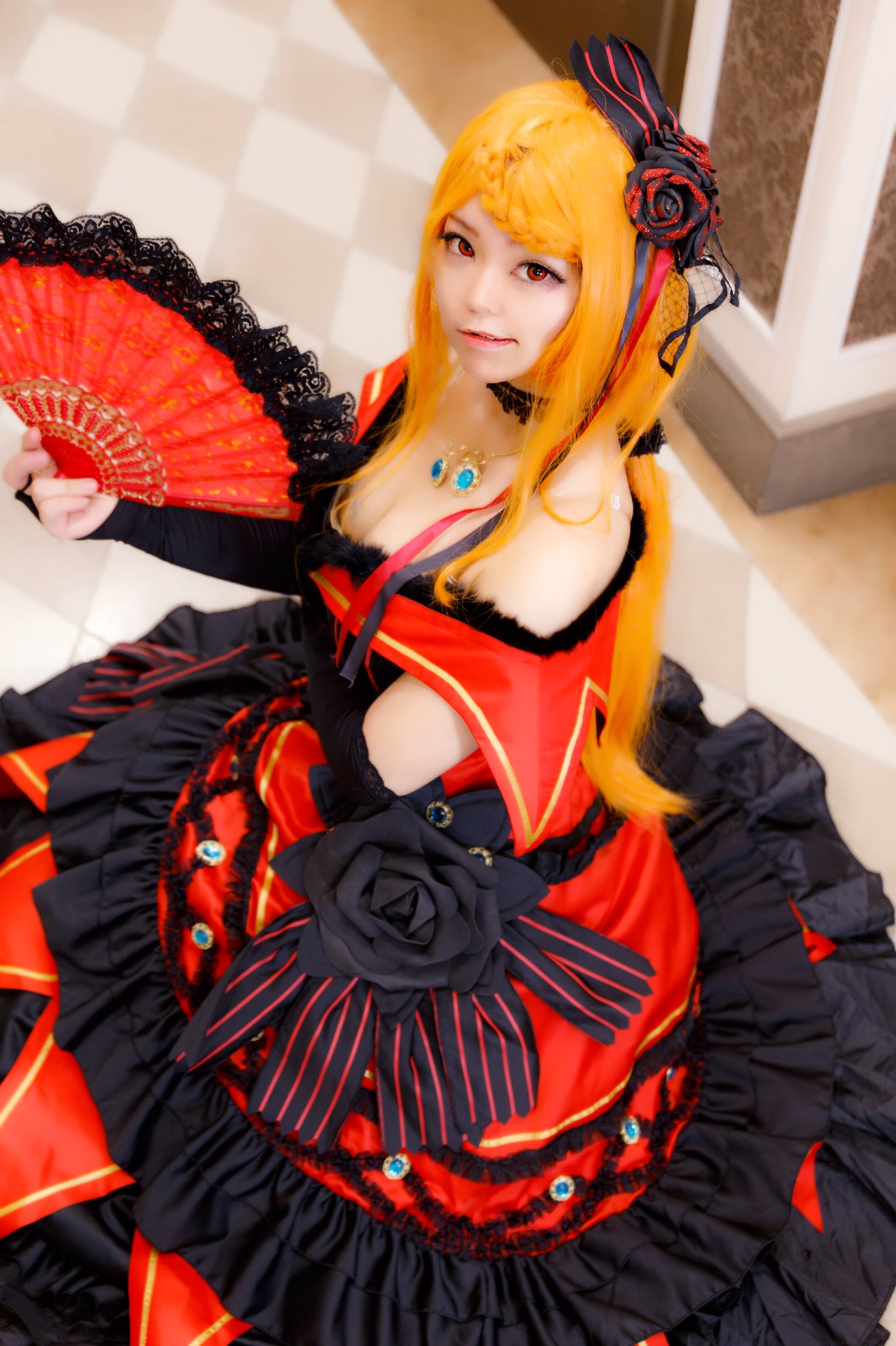 リゼロ プリシラ コスプレ衣装 ウィッグ 扇子 込 リゼロ プリシラ コスプレ衣装 ウィッグ 扇子 込