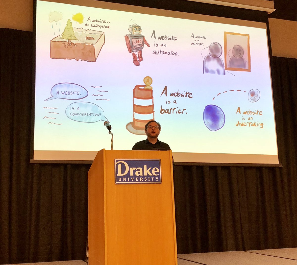 PhilMarcuson's tweet photo. A website is...  @scottkubie is kicking off #WIAD18 with some great metaphors. https://t.co/eWlDAGWNof