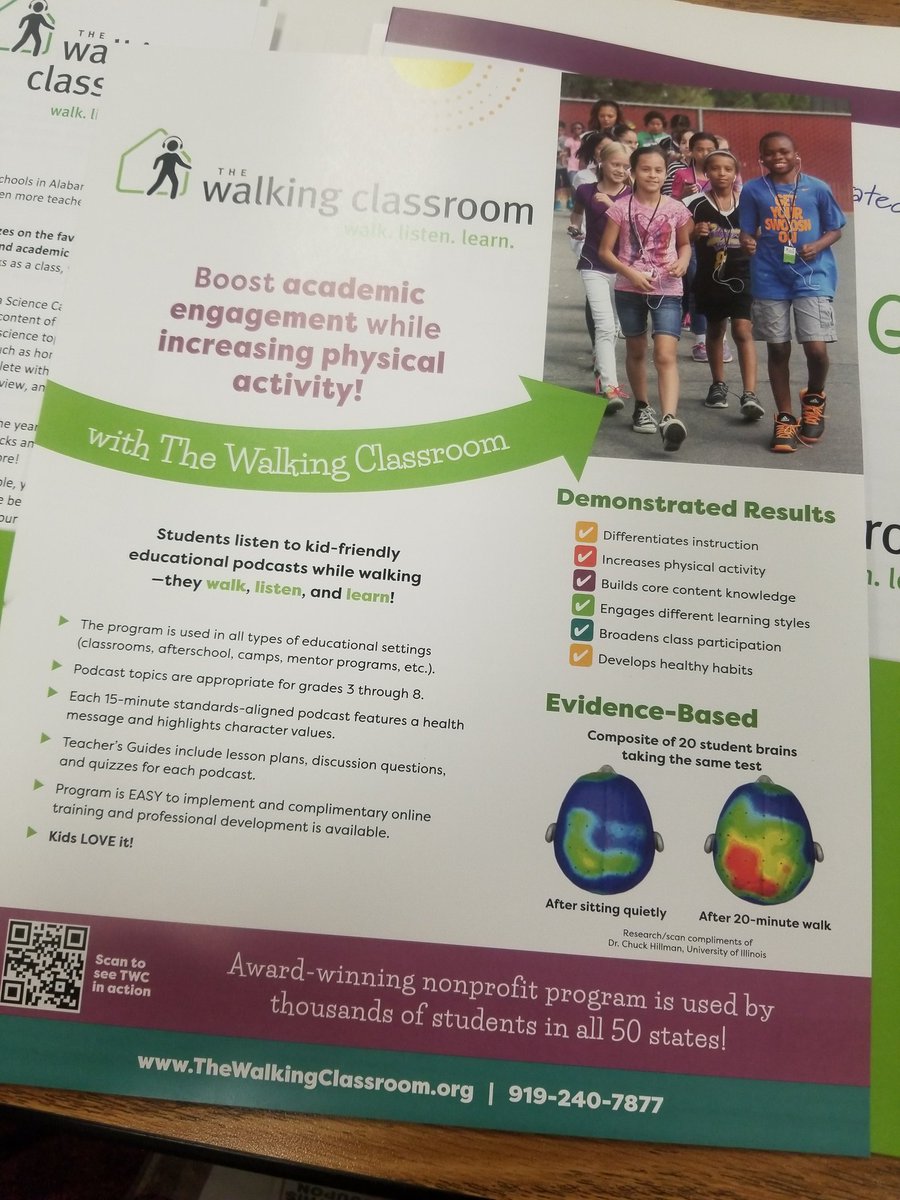 emily_grace2's tweet photo. The Walking Classroom capitalizes  on the favorable link between exercise and cognitive function. So cool! #edt02una @EdCampFlorence https://t.co/qe49NMHTxQ