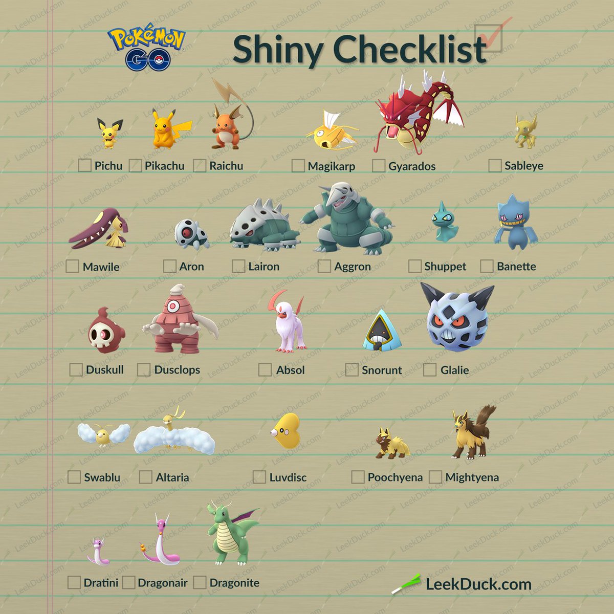 Leek Duck Nyc Shiny Checklist Updated Here S Your Chance To Check Off Your First Shiny Pokemongo Pokemongocommunityday