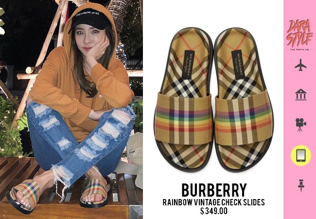 rainbow burberry slides