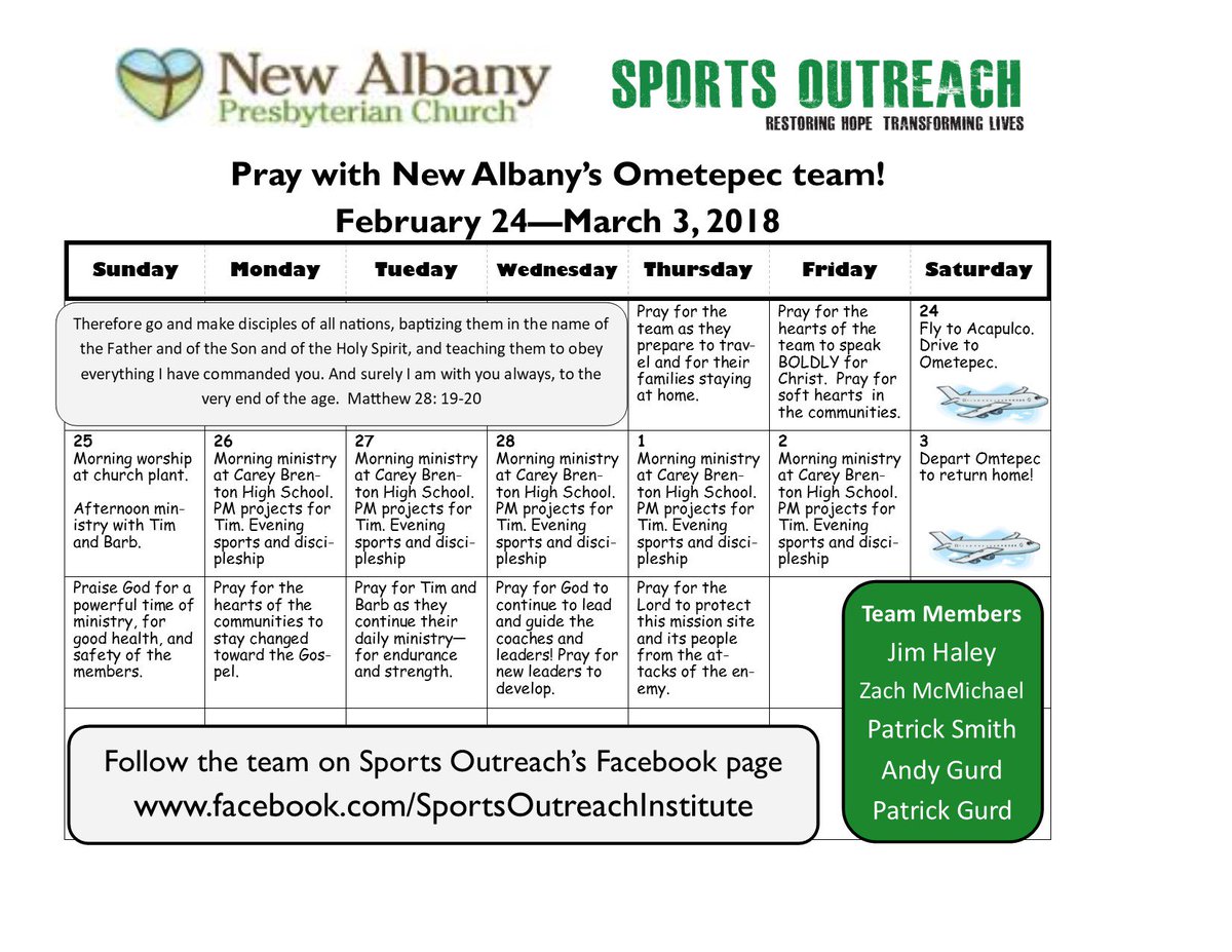 SportsOutreach's tweet image. We are excited for another team to step on the field with us.  Pray with us as a team from New Albany Presbyterian Church serves with us in our Ometepec, Mexico mission site.  Pray for safe travels, good health, and protection from the enemy! #sotrips #somexico #goforGod #stepon