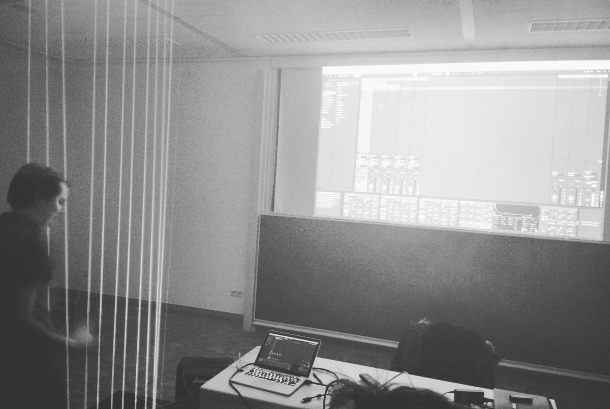 HackathonTos's tweet photo. Use of the #laserharp as a controller for @ableton #rwth #laserharfe #laserharpTOS #cool #music #somethingnew #dj #hackathon #lasermusic.de #controller #impressive #sounds #mixing #demo https://t.co/y8kJ8Qc2hz
