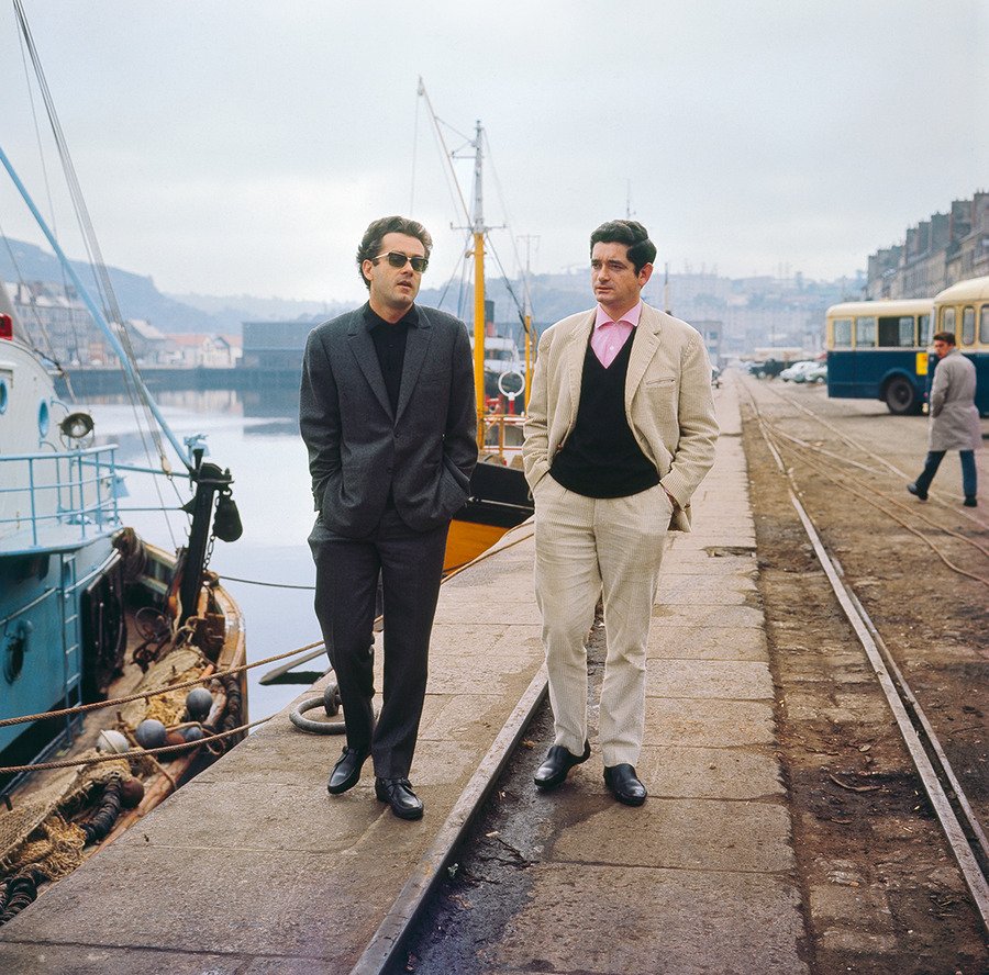 Happy birthday, Michel Legrand! Pictured with Jacques Demy on the set of THE UMBRELLAS OF CHERBOURG. 