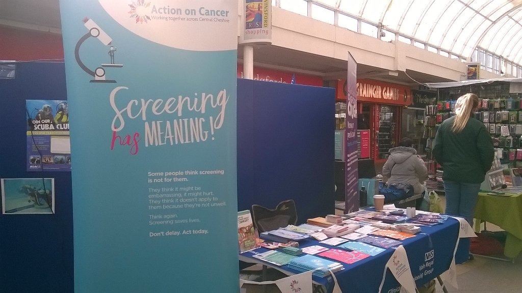 AoCCheshire's tweet photo. Day 2 @WellbeingWins Event. Pretty busy! local GPs Dr Fallon & Dr Damania met local people #positivecancermessages https://t.co/ReZy6xFTig