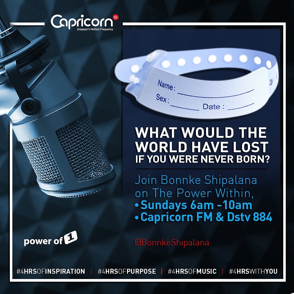 BonnkeShipalana's tweet photo. If it cost you your inner peace it's too expensive..... Let's hang and inspire each other tomorrow morning on #ThePowerWithin #4HrsOfInspiration #4HrsOfPurpose #4HrsOfMusic #4HrsWithYou on Capricorn FM /Dstv884 #Sundays #6to10am https://t.co/zaJGYIX72I