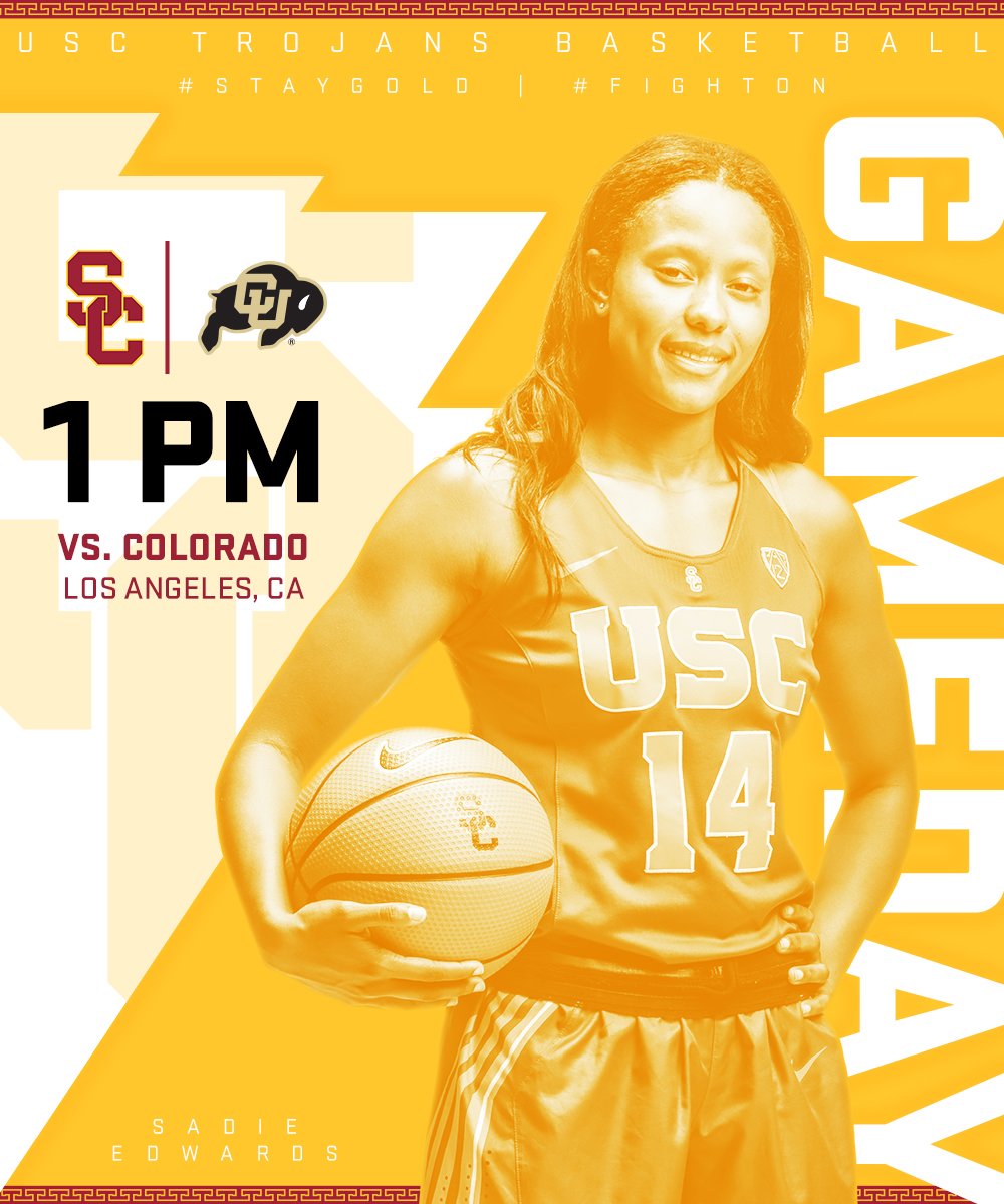 USCWBB's tweet photo. Hey hey it's SENIOR DAY! Right before we clash with Colorado today, we're celebrating our awesome seniors -- @JordiAdams1, @sadieannedwards &amp; @Krislessness_ 
Come cheer on your Trojans today!
#FightOn | #StayGold ✌️ https://t.co/c2WGrrdyV9