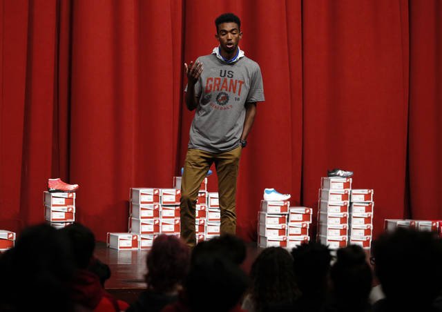 TheOklahoman_'s tweet image. U.S. Grant students benefit from running shoe giveaway bit.ly/2GGZeSi