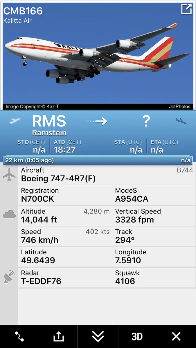 KalteMalte53's tweet photo. @Buzz6868 @planesonthenet @FlightIntl @AirlineGeeks @SouthWalesAG Okay, then let’s take this one .. #KalittaAir from #Ramstein #RMS #CMB166 #Camber #Flight #N700CK to the #US @Buzz6868 @steffanwatkins @ItaMilRadar @CivMilAir @GolfLimaLPLA @AlRFORCEFREAK @McMaster_de @EightOneECHO https://t.co/L5pTsTG5Tz