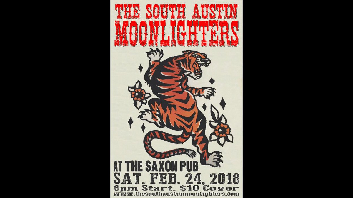 Tonight Saturday February 24 at The Saxon Pub, 
Shelley King 6 PM
The South Austin Moonlighters 8 PM
Guy Forsyth 10 PM!
It's going to be a great night!!!!