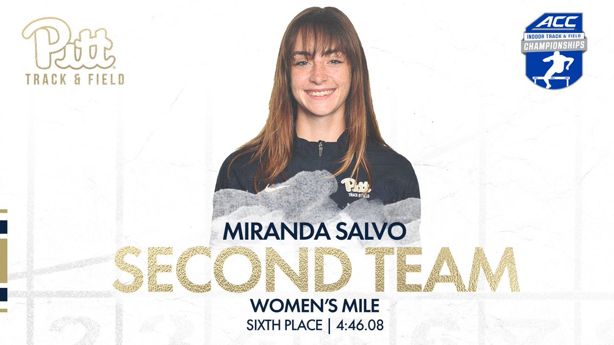 YES. 😁

Miranda Salvo earns a spot on All-ACC second team with a sixth place finish in the women's mile.

Personal best 4:46.08!

That's 3️⃣ points for Pitt in the #ACCITF women's team standings.

#H2P #ItsTime