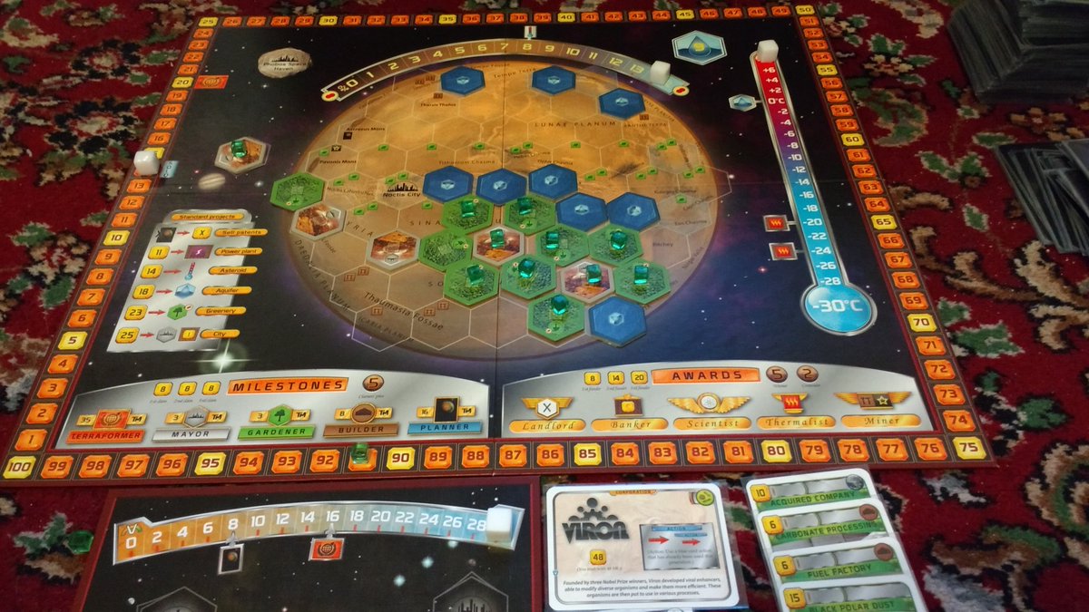 halesowenBG's tweet photo. First try solo with Venus. A win with Viron 91 points. #terraformingmars #venusnext @StrongholdGames @FryxGames #boardgames https://t.co/9fEKwYfLSI
