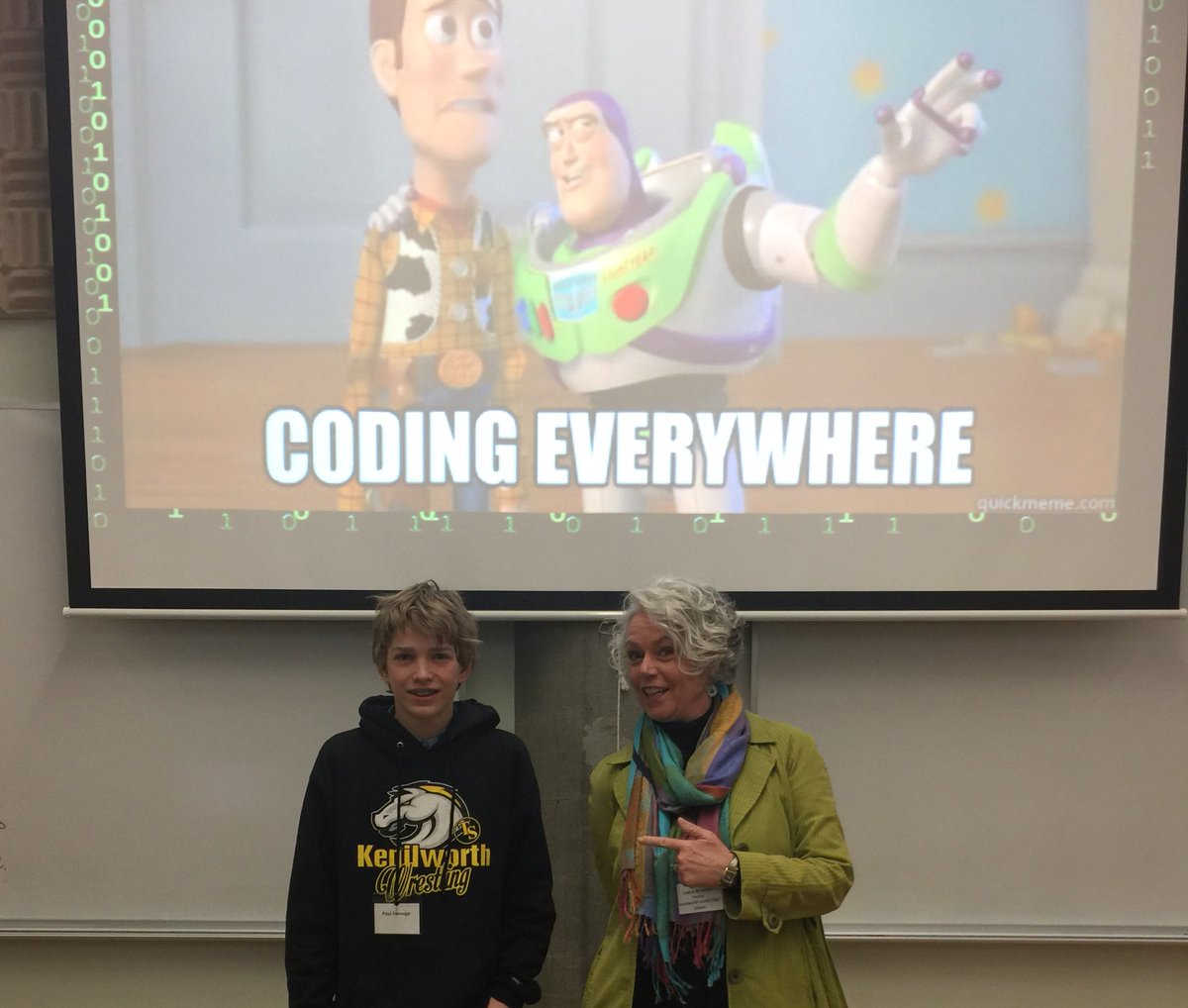 LAMBRADLEY's tweet photo. Great to have a @kjhskolts @Petk12schools expert 8th grade #coder to help me present #codingacrossthecurriculum at @MendocinoEagles College https://t.co/1HY5UwSf38