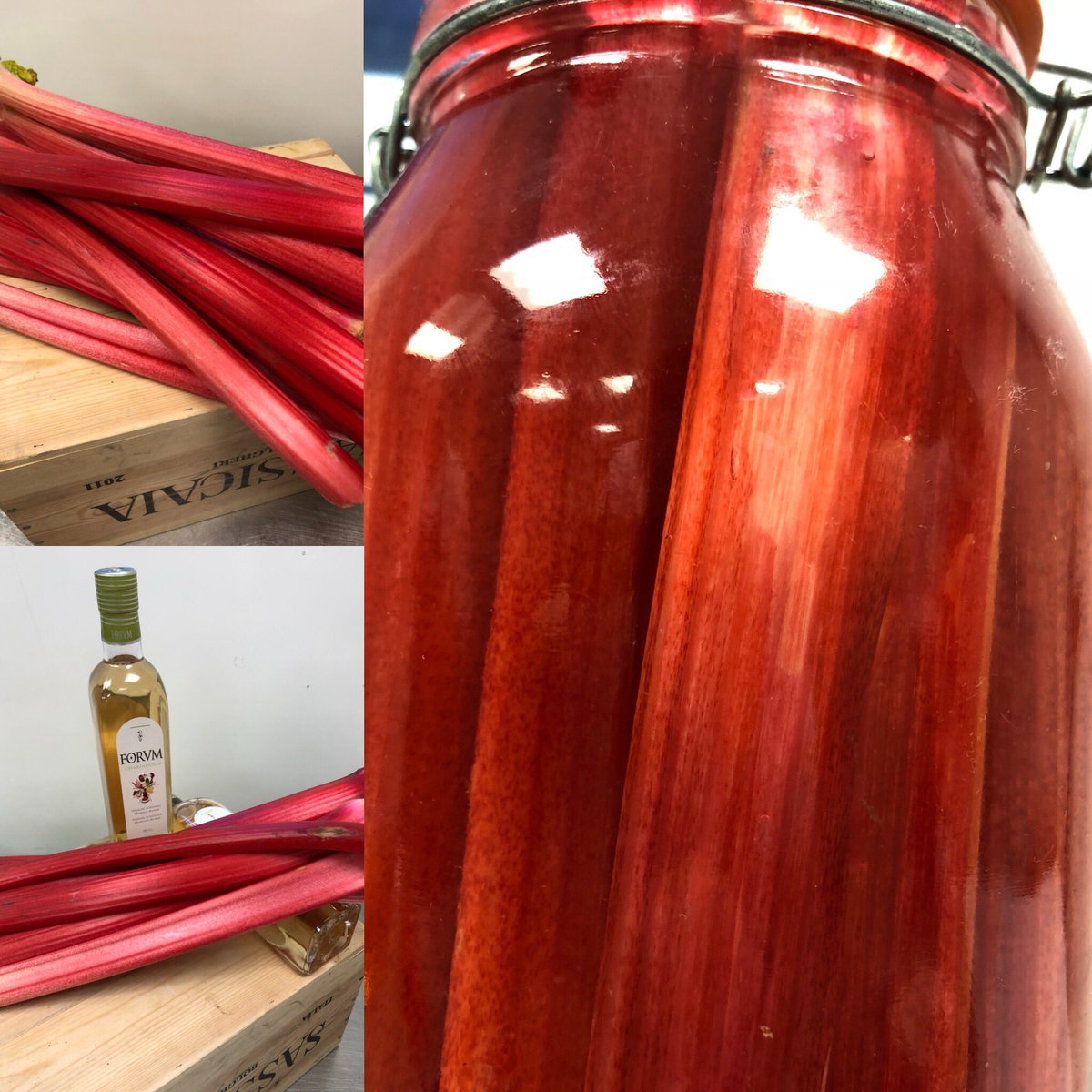 Yorkshire pickled rhubarb or rhubarb vinegar? @Orangerychef @orangery_rh #sweetandtangy #preserved #readyfor2019 #chardonnay