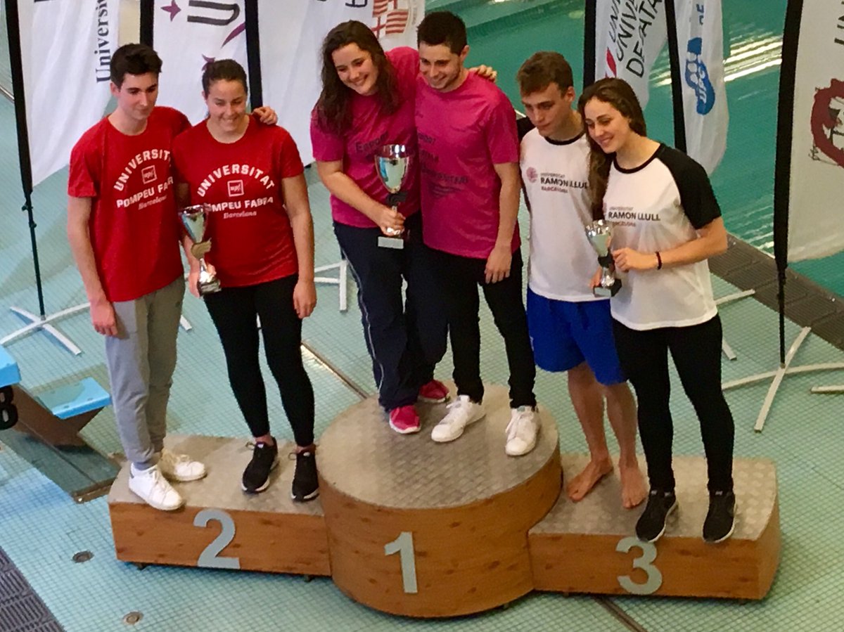 EsportsUB's tweet photo. La @UniBarcelona , Campiona de Catalunya Universitària 2018 de #Natació. Els i les nostres estudiants aconsegueixen l’Or per equips. El 1er campionat per equips del curs!! #somUB #esportuniversitari #CCU18 https://t.co/ebideTuBVw