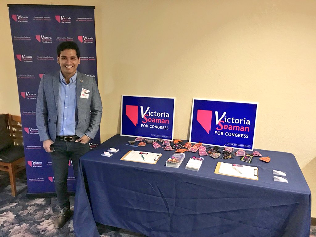 VictoriaDseaman's tweet photo. Our campaign team keeping up our momentum at the @NVGOP Central Committee meeting in Hawthorne this weekend! #SeamanForCongress #TurnNVRed https://t.co/dV52cmkd2C