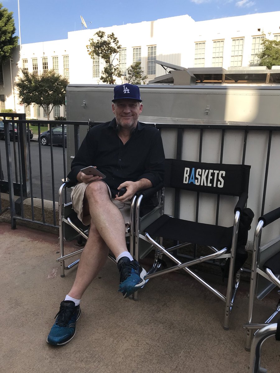 basketspodcast's tweet photo. Our guest this week on our @BasketsFX podcast is Gordy Hoffman @vigiledelfuoco the founder of @BlueCatWriters! We were welcomed on the set last fall and we might just share the secret Baskets handshake that @LouieAnderson taught us!! Thank you #BasketsFX for being so wonderful! https://t.co/NywS83HpWI