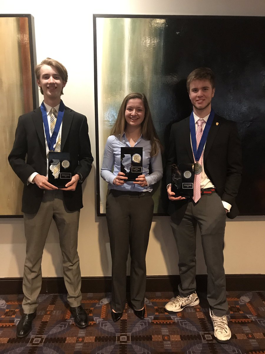 DGN_Baca's tweet photo. @DecaDgn 3 state champions here. Max Miller and Nick Miller in business law and Julia McGuire in personal financial literacy. #WeAreDGN https://t.co/MzIYSfsrAw