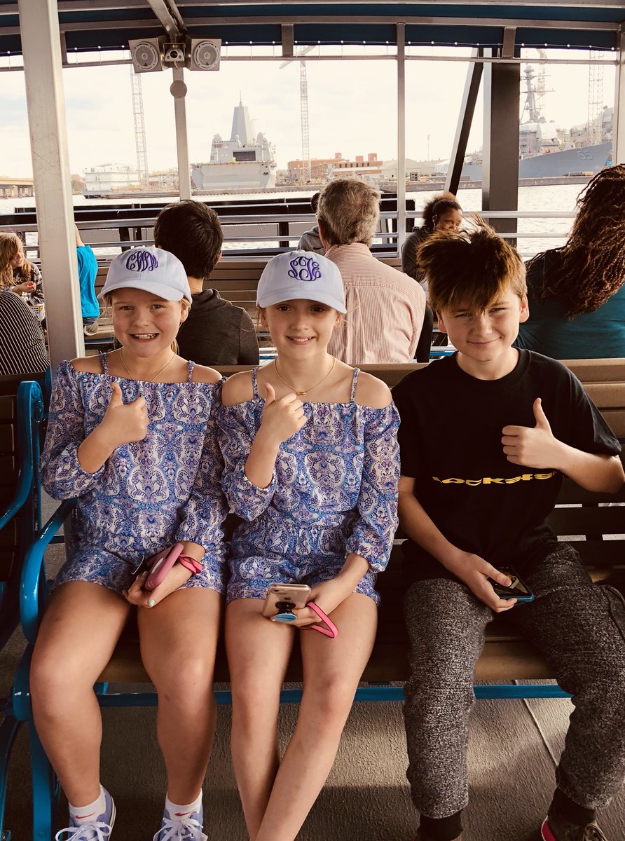 Cool kids taking the #elizabethriverferry to #oldtownportsmouth. #ussmesaverde photobomb @HIIndustries