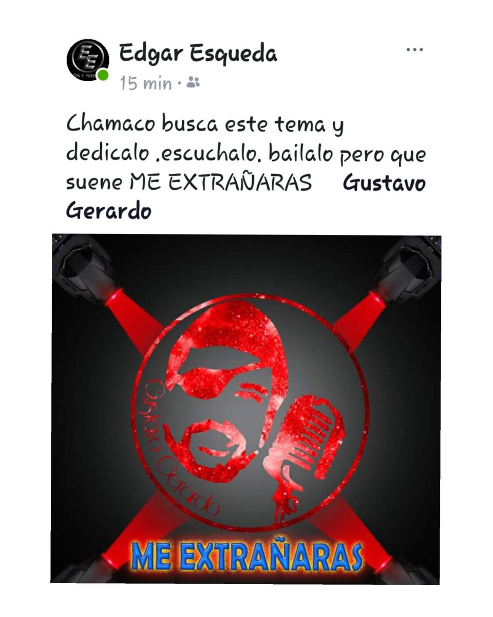 SonsiPerdomo's tweet photo. Siguen apareciendo sorpresas en las redes, esta vez en el Facebook de @EdgarSosa11 #EdgarEsqueda, quien en México ya disfruta, difunde y recomienda el tema de @_GustavoGerardo #MeExtrañaras.
#mexicosalsero #LoQueMeQuedó #SeMeAcaboElAmor #VolveréANacerEnTi #ManosNegras https://t.co/aKLPwQ34aI