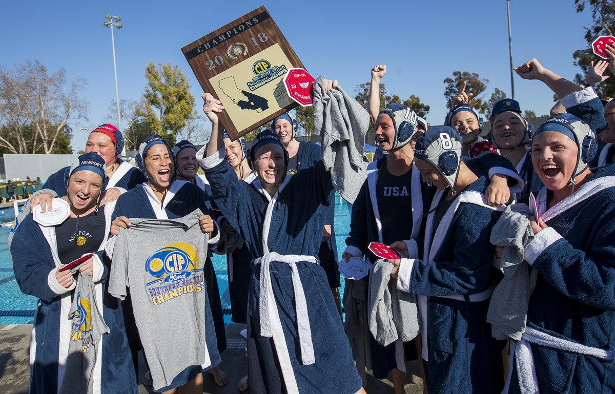 The <a href="/NHHSGirlsPolo/">NHHS Girls Polo</a> team celebrates after winning the CIF-SS Division 2 title today, 4-3 over Santa Barbara.
Photo by Scott Smeltzer of the Daily Pilot.
