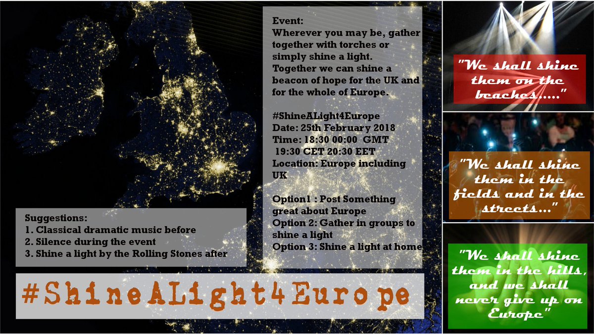 Light4Europe's tweet photo. .@euromovmntdevon any chance you can join us at short notice to #ShineALight4Europe in #Exeter at 18:30 GMT? https://t.co/1o0pJk2iUK