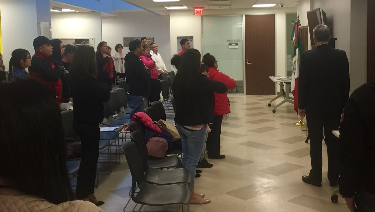 DrFabian202's tweet photo. While at our community education today feb24 we were lucky to attend  #FlagDay #DiadelaBandera @ConsulMexWas always an honor to spend time w Consul @RafaelLaveagaR https://t.co/KHvY7JBv5i