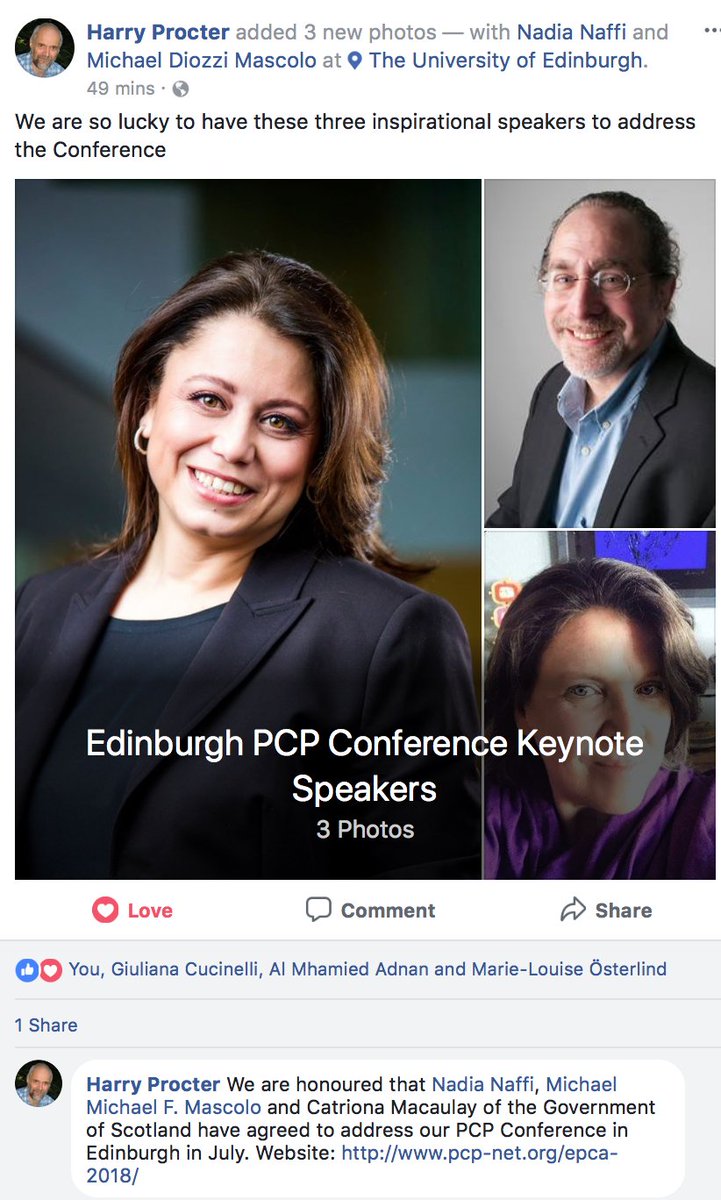 nadianaffi's tweet photo. What a great privilege to be invited by the EPCA 2018 Organizing Committee as one of the three #keynote speakers! https://t.co/1yoKN70ZTb
I hope to see you all in #Edinburgh, for the XIVth Biennial #Conference of the #European #PersonalConstruct Association (EPCA)! https://t.co/8OgZxJJHkZ